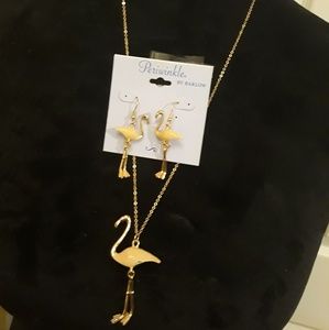 Matching Set-Necklace & Bracelet w/flamingos